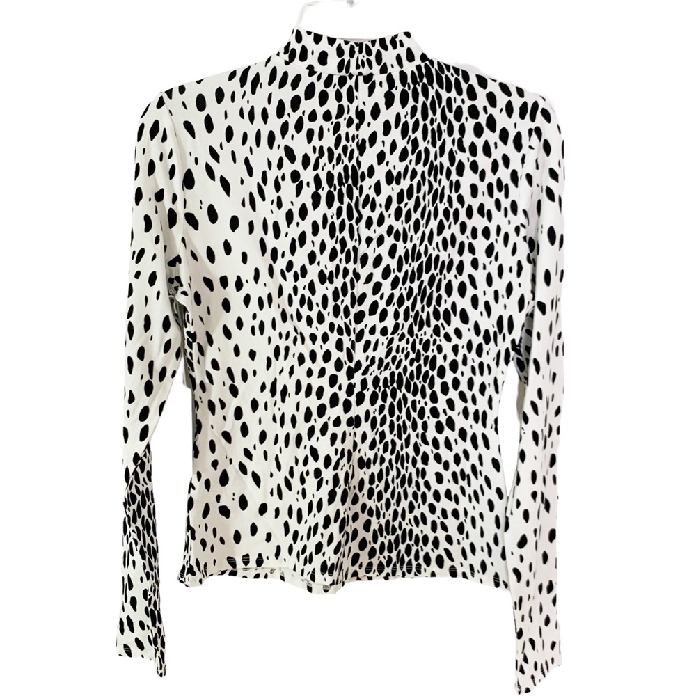 Reformation Bailey Cheetah Mock Neck Knit Top Long Sleeves Black White M NWT - Picture 6 of 10
